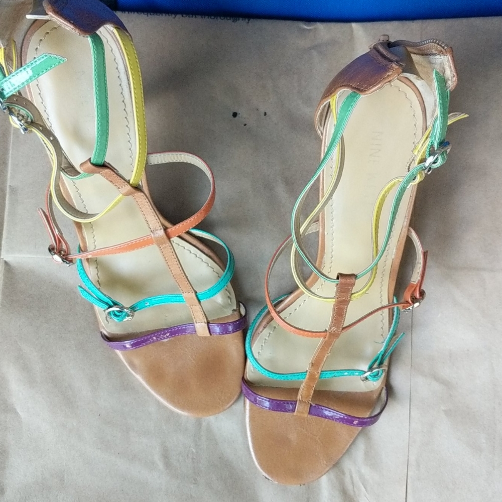 Nine west multi colored leather sandals